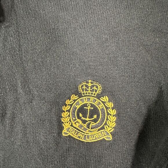 Lauren Ralph Lauren Black Crest Full Zip 3/4 Sleeve Sweater Cardigan Size Small - Picture 3 of 5